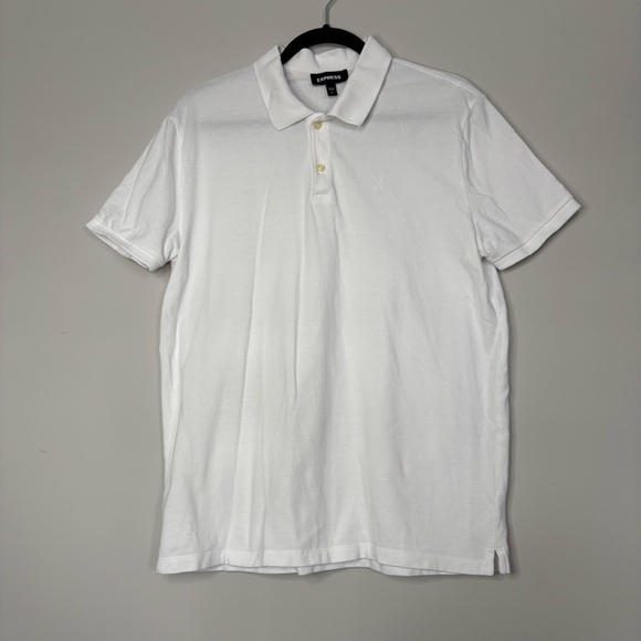Express Other - Express White Polo Shirt Men’s Medium Short Sleeve Classic Logo 100% Cotton